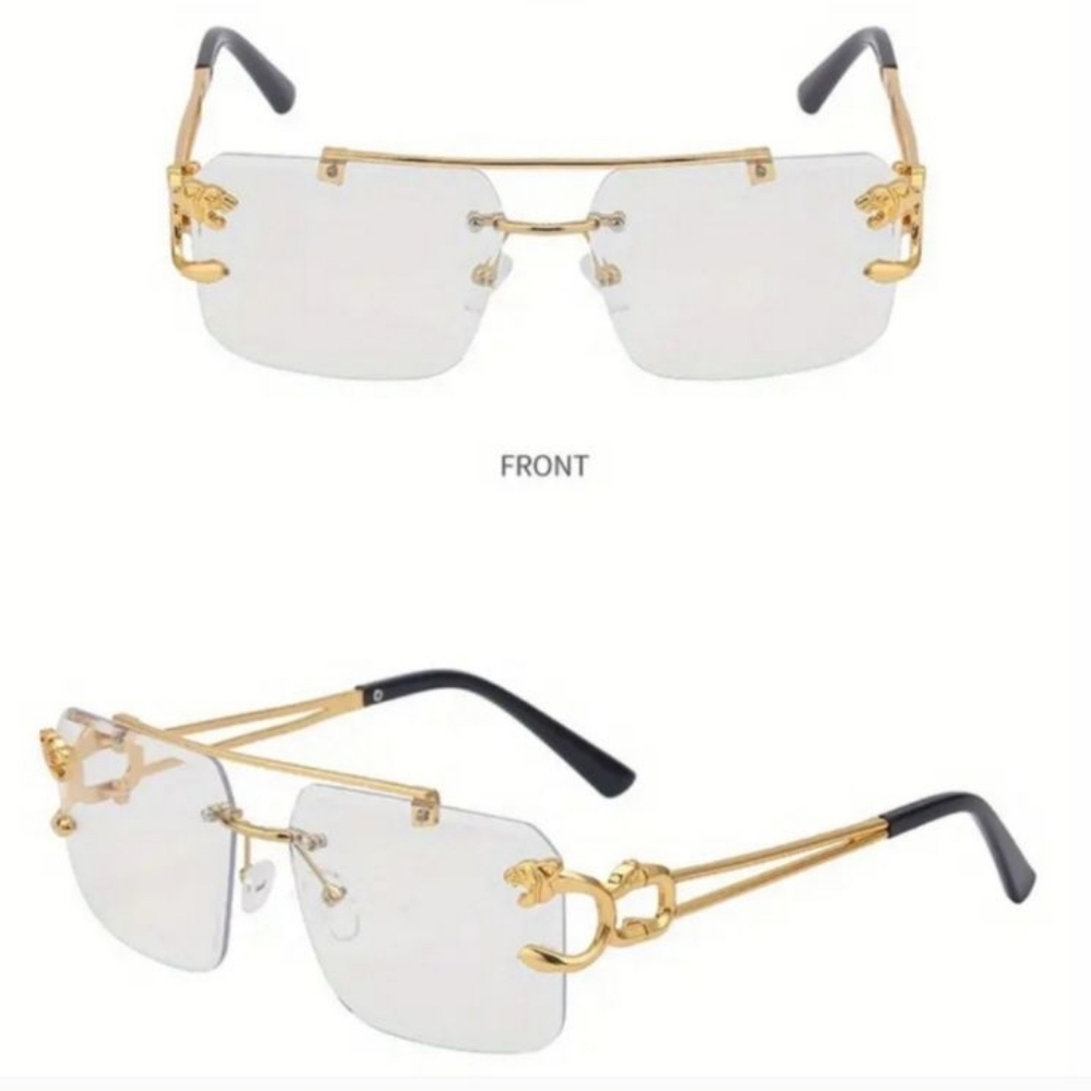 Chic Gold Rimless Sunglasses - Picture 2 of 2